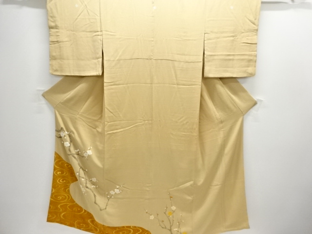 JAPANESE KIMONO / UNUSED TOMESODE / EMBROIDERY / WHITE UME